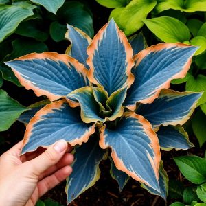 Хоста Океан Вью купить по цене от 960р. в интернет-магазине «Посадика» с доставкой почтой в в Ардоне и по всей России – [изображение №1].